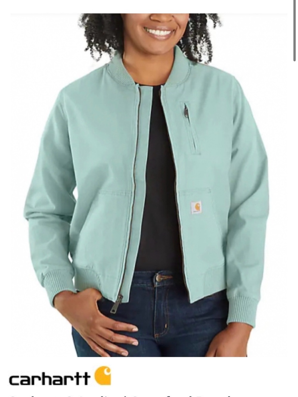 Carhartt Women’s Crawford Bomber Jacket Blue Surf 2X - Picture 6 of 6